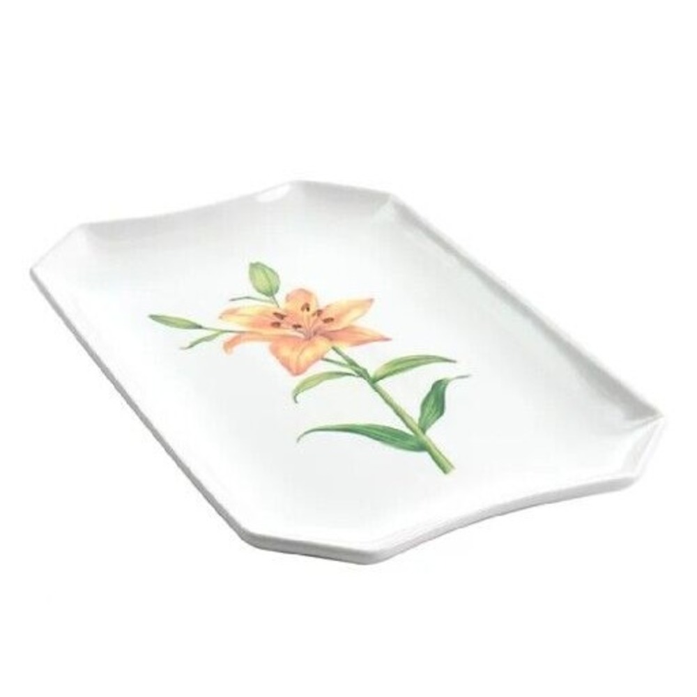Martha Stewart Botanical Garden 14" Ceramic Serving Platter Tray‎ Yellow Flowers
